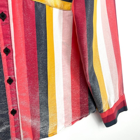 Express Portofino Womens Size Small Slim Shiny/Shimmer Stripe Blouse Shirt Top - Picture 4 of 6